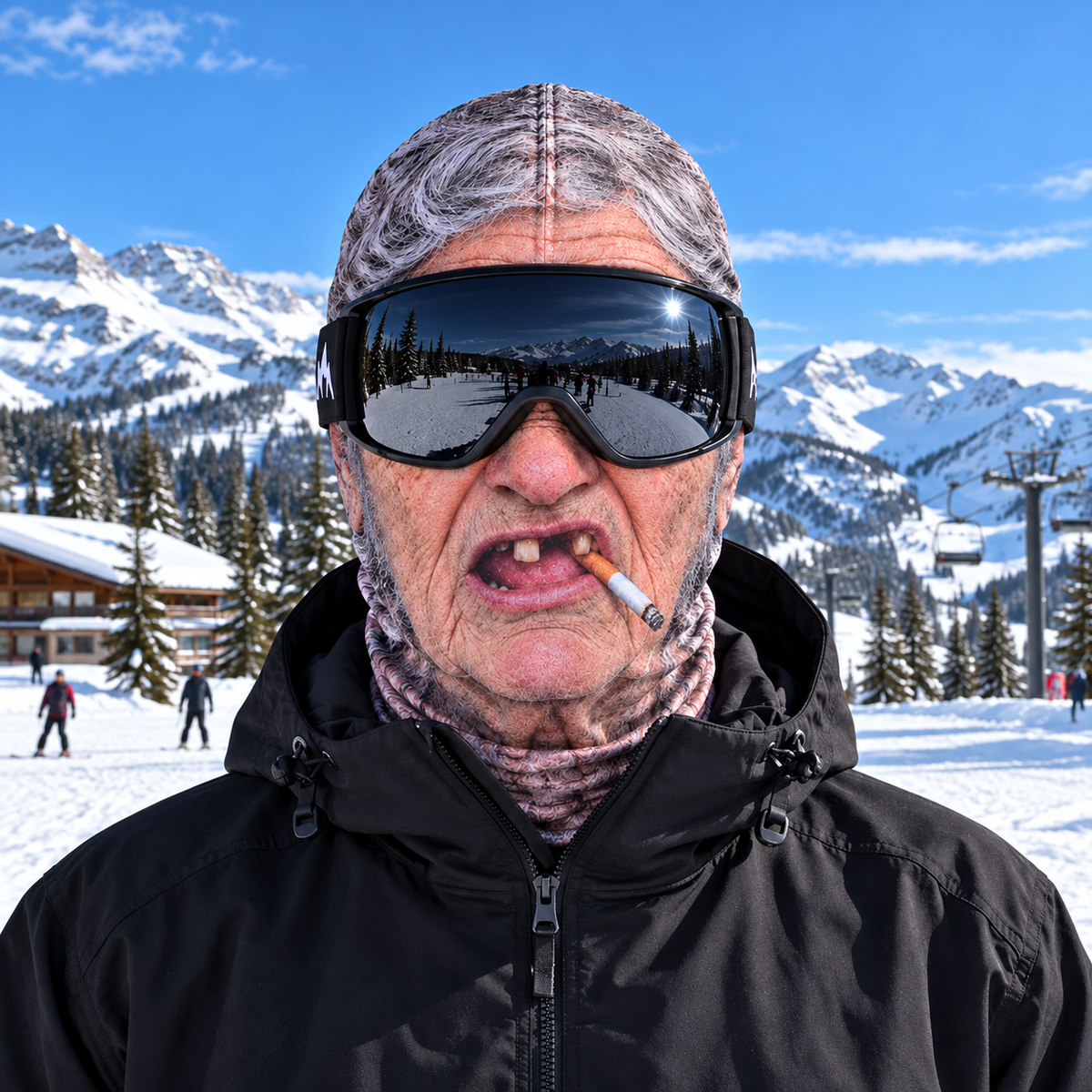 Old Man Ski Mask Funny Realistic Face Balaclava 3D