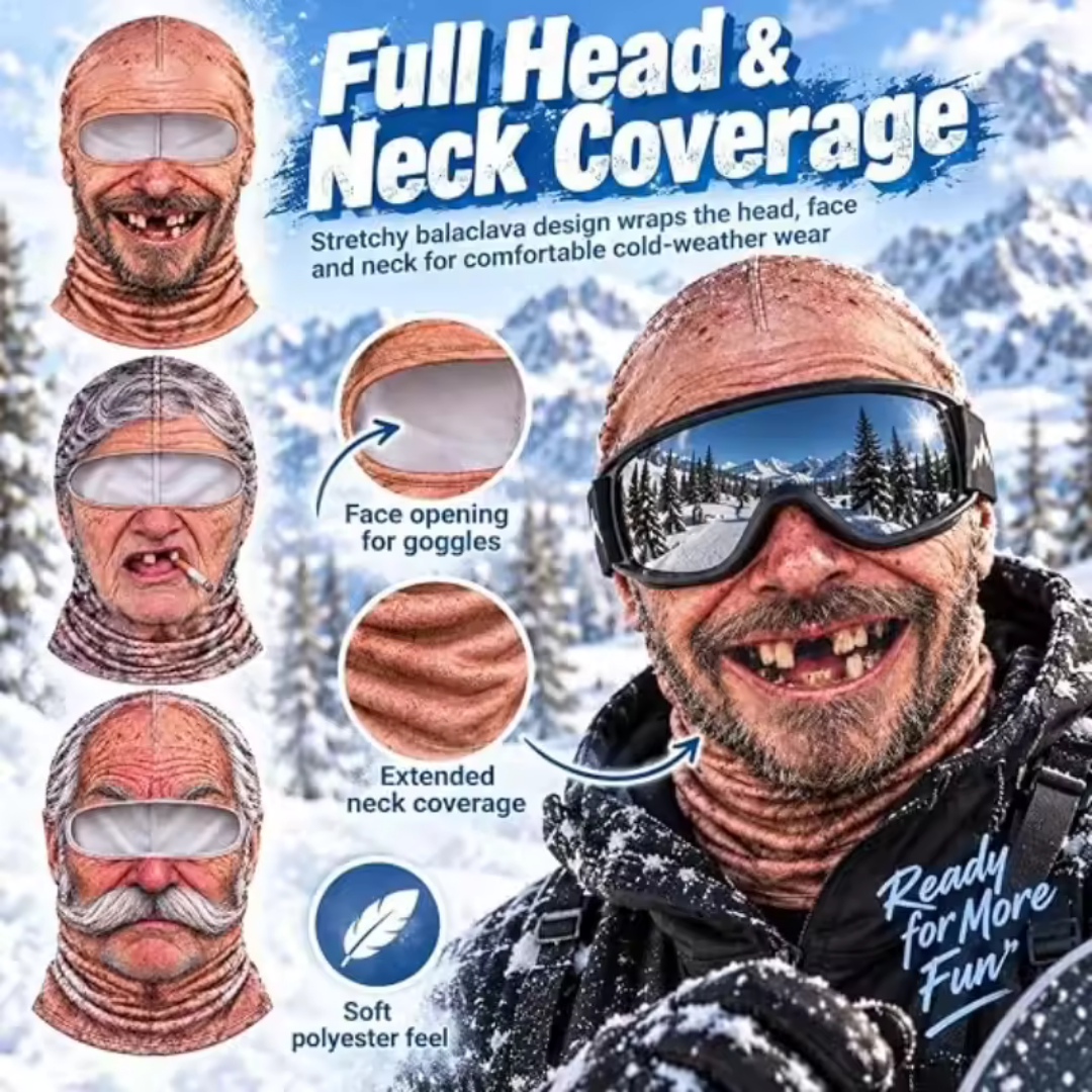 Old Man Ski Mask Funny Realistic Face Balaclava 3D