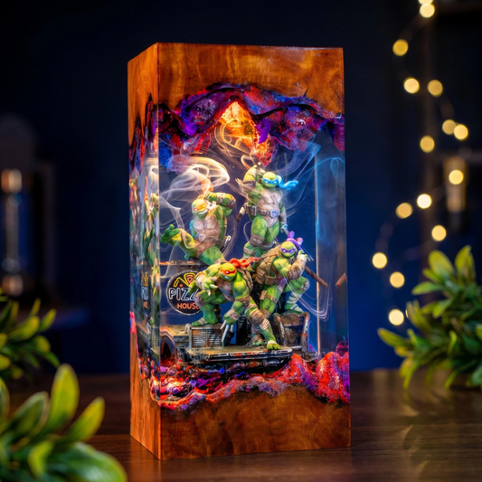Handmade Mutant Ninja Turtles Resin Diorama Lamp