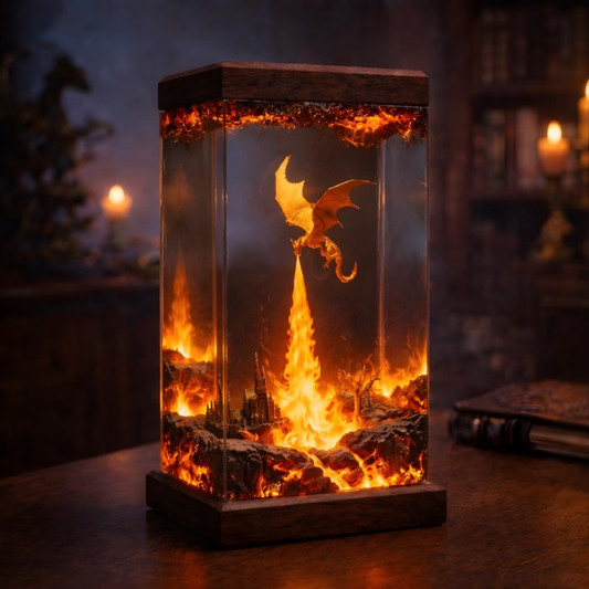 Fire Breath Dragon Resin Lamp