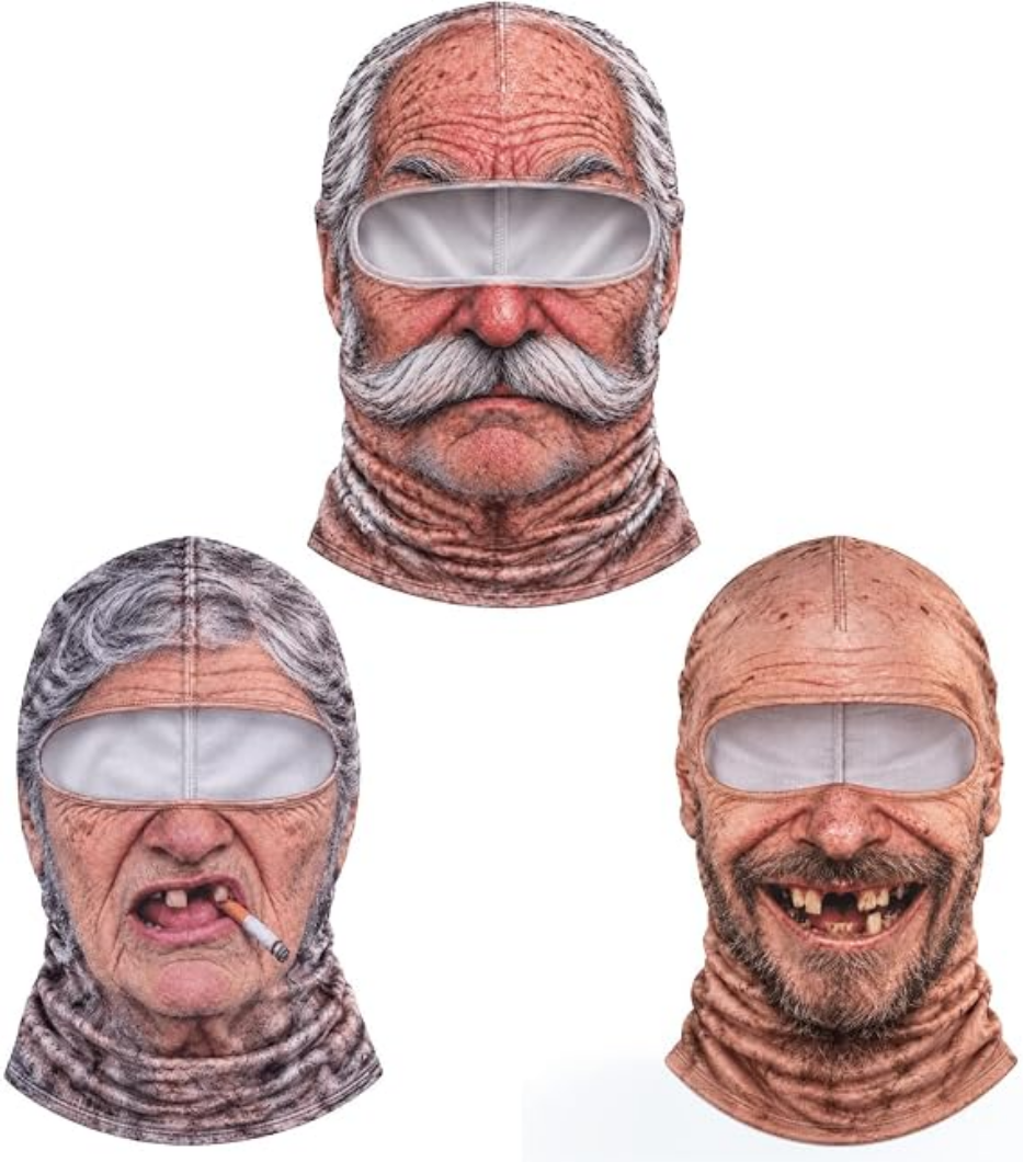 Old Man Ski Mask Funny Realistic Face Balaclava 3D