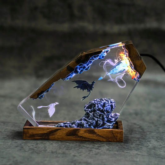 Flying Toothless Dragon Epoxy Lamp, Dragon Resin Night Light