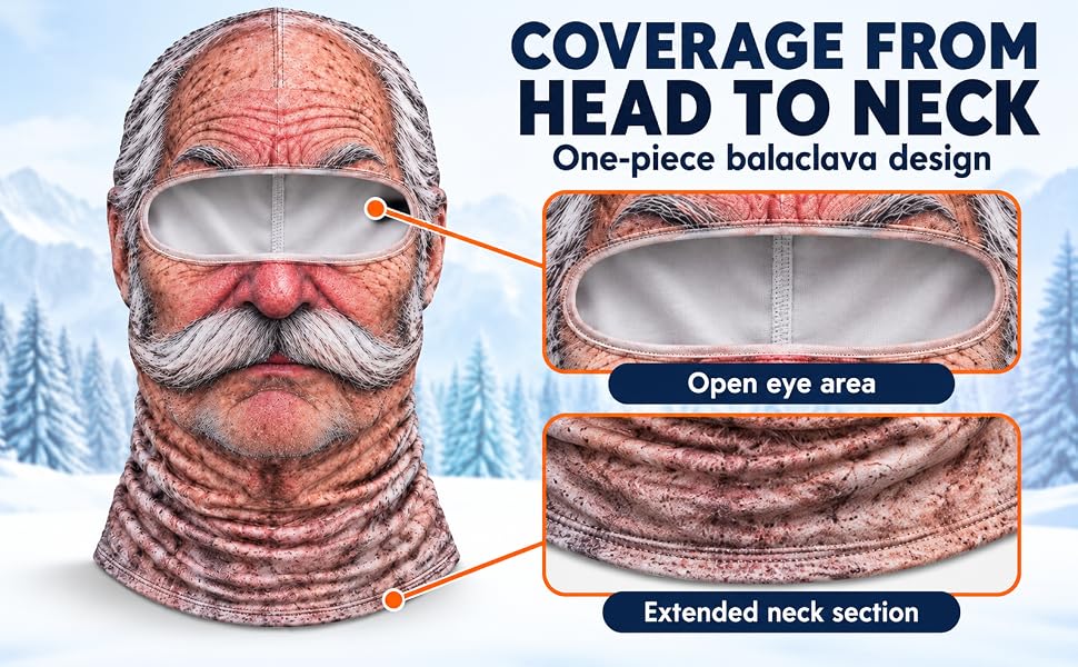 Open eye area and extended neck design